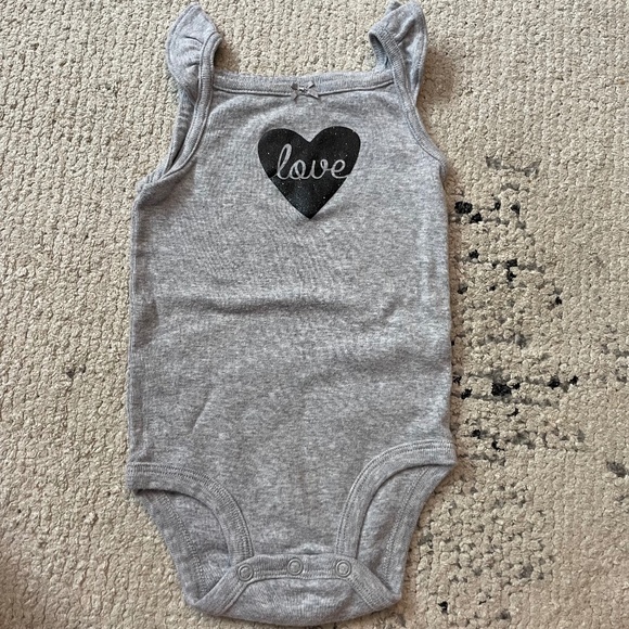 Carter's girls size 6 months tank top onesie black glitter heart love - Picture 1 of 5